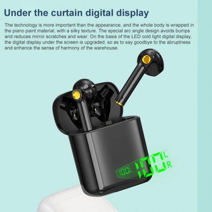F730 TWS IPX4 Wasserdichter Digitalanzeige-Halb-In-Ear-Bluetooth-Kopfhörer, F730 Black – Bild 5