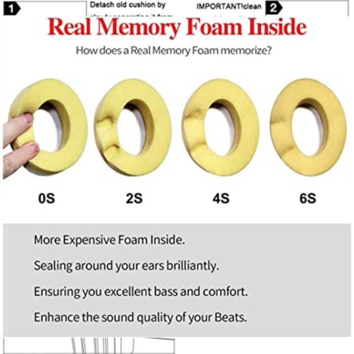 1 Paar weiche Schaumstoff-Ohrenschützer-Kopfhörerjacke für Beats Solo 2.0, kabelgebundene Version – Bild 4