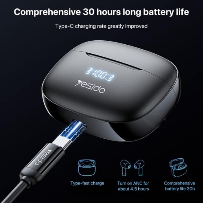 Yesido TWS23 Bluetooth 5.3 LED-Digitalanzeige TWS ANC Rauschunterdrückung Drahtloser Bluetooth-Kopfhörer – Bild 12