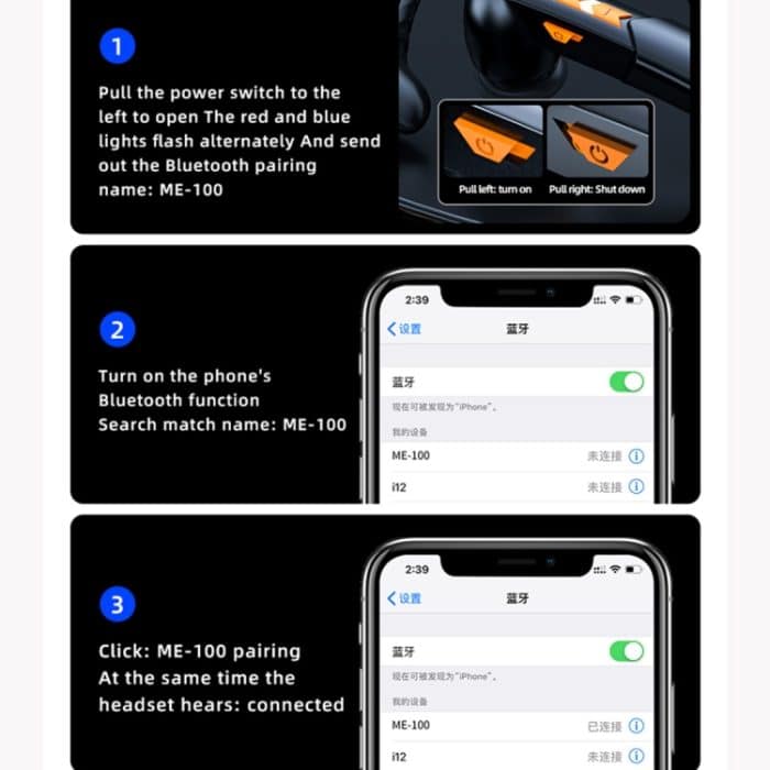 ME-100 TWS Business Rotierendes Universal True Stereo 5.0 Version Hängendes Ohr-In-Ear-Bluetooth-Headset – Bild 14