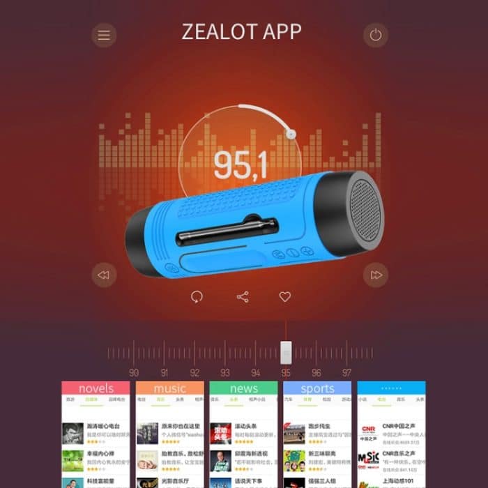 ZEALOT A2 Multifunktionaler kabelloser Bass-Bluetooth-Lautsprecher, integriertes Mikrofon, unterstützt Bluetooth-Anrufe, AUX, TF-Karte und LED-Leuchten – Bild 13