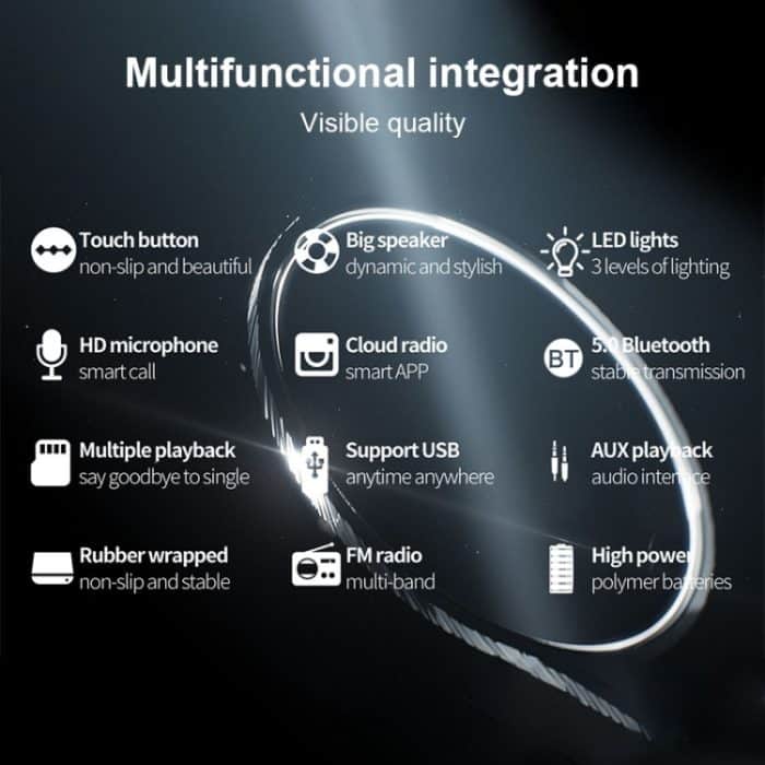 ZEALOT A2 Multifunktionaler kabelloser Bass-Bluetooth-Lautsprecher, integriertes Mikrofon, unterstützt Bluetooth-Anrufe, AUX, TF-Karte und LED-Leuchten – Bild 8