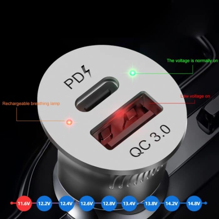 PD USB-C / Typ-C + QC3.0 USB-Fast-Ladegerät-Ladegerät mit zwei LED-Indikator – Bild 5