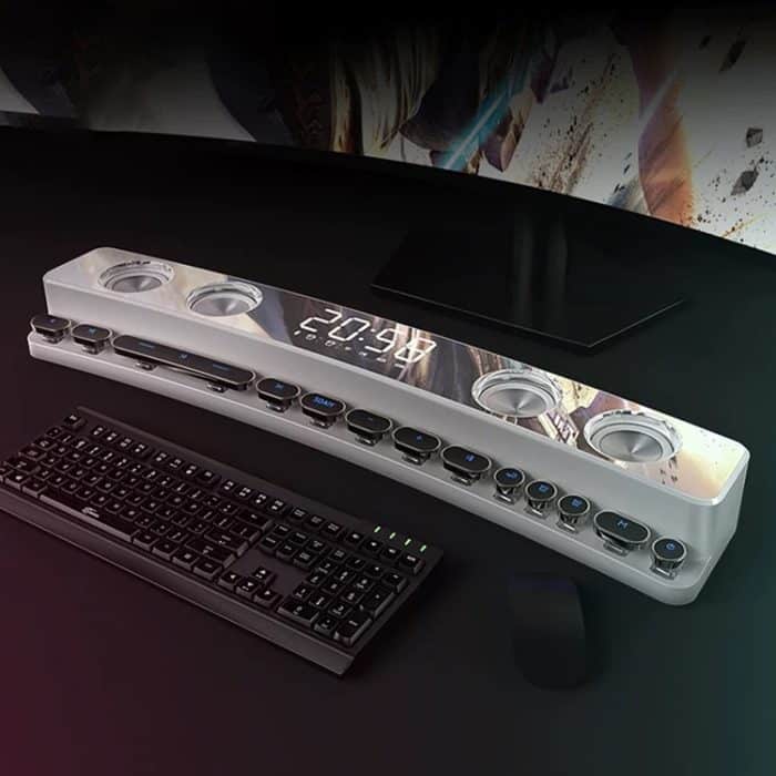 SOAIY SH39 Upgrade Edition mechanischer Knopf + Spiegeldisplay + Wecker + großer Lautsprecher Desktop-Heim-Gaming-Bluetooth-Lautsprecher, Upgraded Edition – Bild 1
