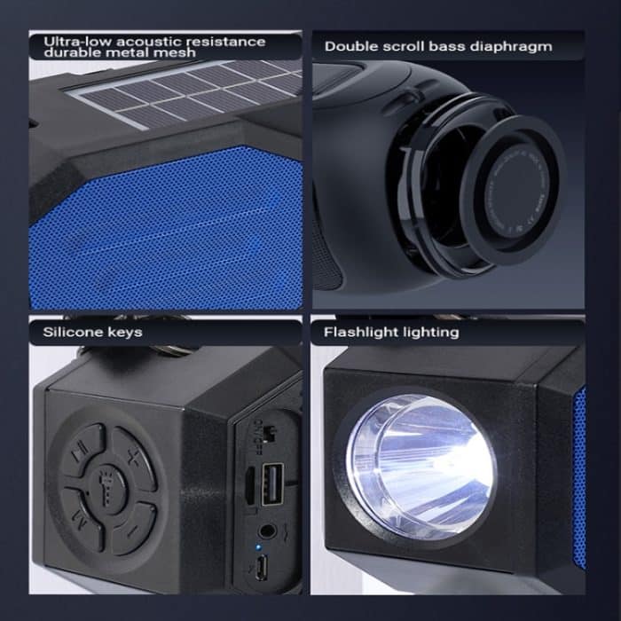 T&G TG634 Outdoor Solar Power Bluetooth Wireless-Lautsprecher mit FM/Taschenlampe/TF-Kartensteckplatz – Bild 8
