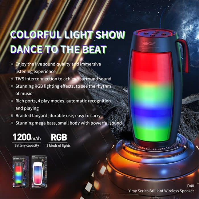 WEKOME D40 5W Sound Pulse Bunter Bluetooth-Lautsprecher, D40 (Black), D40 (White) – Bild 4