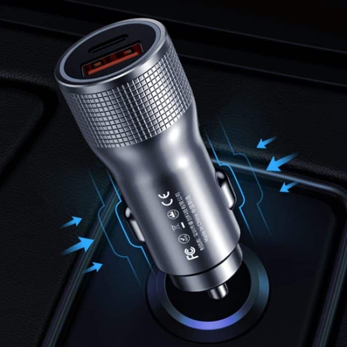 WK WP-C30 20W QC3.0 USB + PD UB-C / Typ-C-Schnittstelle Flash-Serie Auto-Schnellladegerät, WP-C30 (Blue), WP-C30 (Silver) – Bild 6