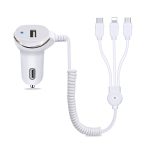 WK WP-C24 3.1A Entdecken Sie das 3-in-1 Free Edition 8-Pin/Micro-USB/USB-C/Typ-C-Datenkabel + USB-Autoladegerät, WP-C24