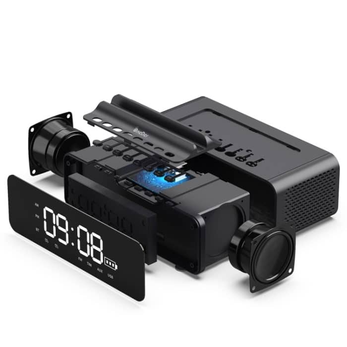 Oneder V06 Smart Sound Box Kabelloser Bluetooth-Lautsprecher, LED-Bildschirm-Wecker, unterstützt Freisprecheinrichtung, FM- und TF-Karte sowie AUX- und USB-Laufwerk – Bild 6