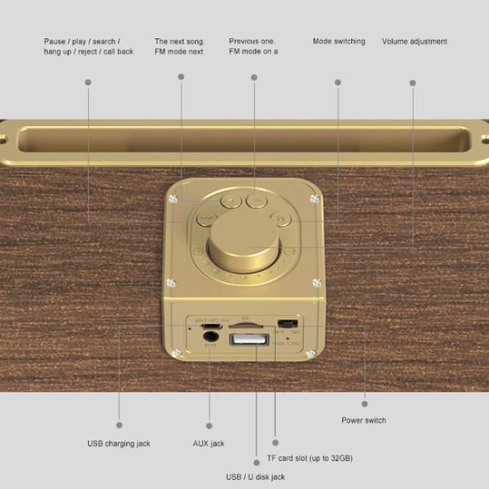 Tragbarer kabelloser Bluetooth-Lautsprecher Oneder V6, unterstützt Freisprecheinrichtung, FM- und TF-Karte sowie AUX- und USB-Laufwerk – Bild 5