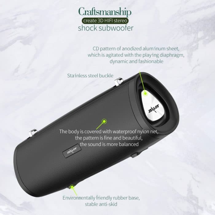 ZEALOT S39 Tragbarer Subwoofer, kabelloser Bluetooth-Lautsprecher mit integriertem Mikrofon, unterstützt Freisprechen, TF-Karte und AUX – Bild 3