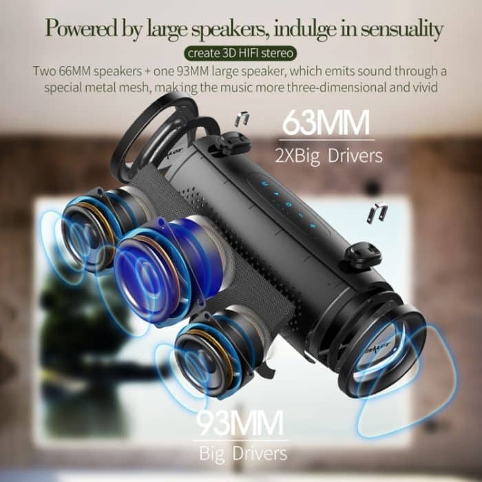 ZEALOT S39 Tragbarer Subwoofer, kabelloser Bluetooth-Lautsprecher mit integriertem Mikrofon, unterstützt Freisprechen, TF-Karte und AUX – Bild 4