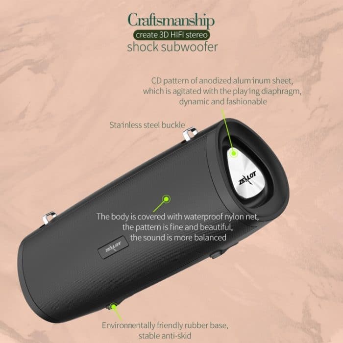 ZEALOT S38 Tragbarer Subwoofer, kabelloser Bluetooth-Lautsprecher mit integriertem Mikrofon, unterstützt Freisprechen, TF-Karte und AUX – Bild 10