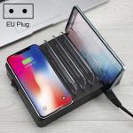 50 W 6 USB-Anschlüsse + 2 USB-C / Typ C-Anschlüsse + kabelloses Laden Multifunktionsladegerät mit LED-Anzeige und abnehmbarer Blende, EU-Stecker