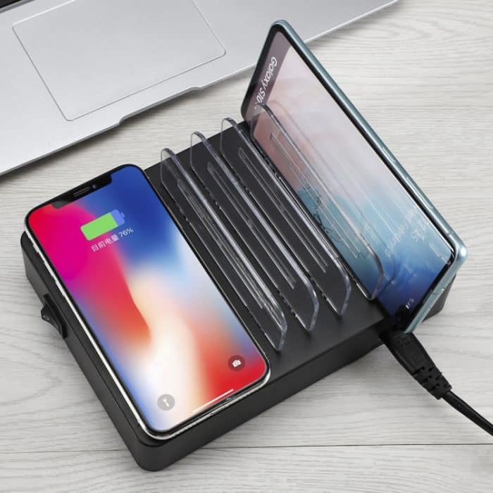 50 W 6 USB-Anschlüsse + 2 USB-C / Typ C-Anschlüsse + kabelloses Laden Multifunktionsladegerät mit LED-Anzeige und abnehmbarer Blende, EU-Stecker – Bild 12