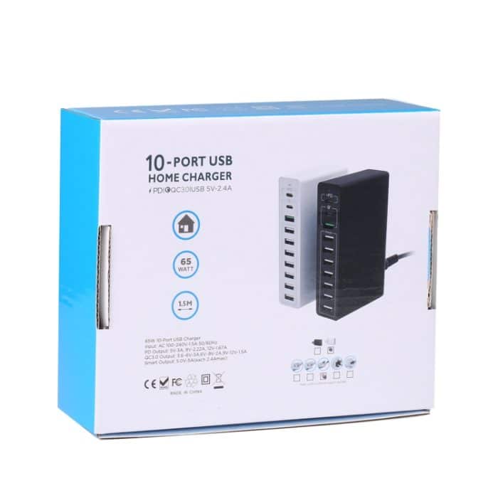 MFT-03Q 10 in 1 65W QC3.0 USB Smart Schnellladegerät, EU-Stecker, EU Plug – Bild 6