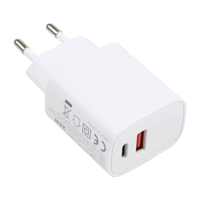 IP8G1922.jpg T087 20W USB-C / Typ-C + USB-Anschlüsse Fast Lading Travel Ladegerät, EU-Stecker – Bild 1