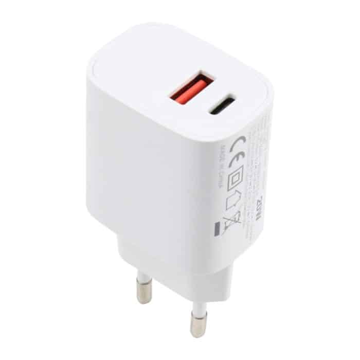 T087 20W USB-C / Typ-C + USB-Anschlüsse Fast Lading Travel Ladegerät, EU-Stecker – Bild 2