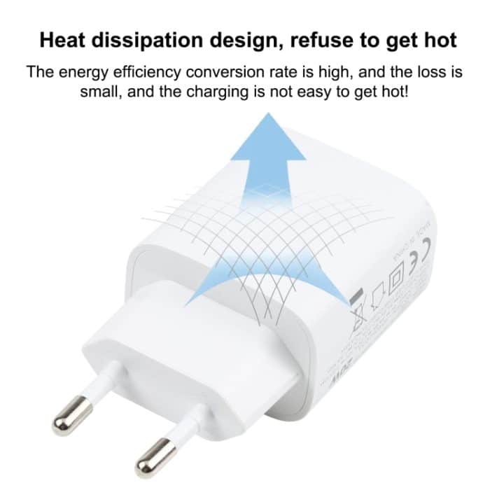 T087 20W USB-C / Typ-C + USB-Anschlüsse Fast Lading Travel Ladegerät, EU-Stecker – Bild 4