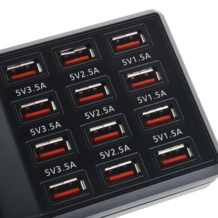 W-858 12A 12 Ports USB-Schnellladestation Desktop-Smart-Ladegerät AC100-240V, EU-Stecker, EU Plug – Bild 6