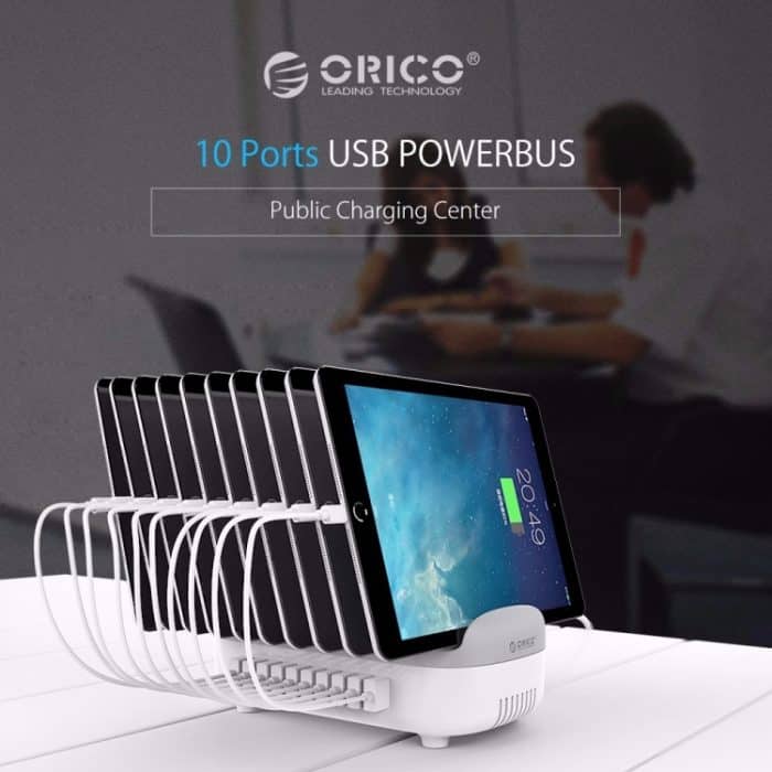 ORICO DUK-10P 120 W 10 USB-Anschlüsse Intelligente Ladestation mit Telefon- und Tablet-Ständer, EU Plug(Black), EU Plug(White), US Plug(Black), US Plug(White), UK Plug(Black), UK Plug(White), AU Plug(Black), AU Plug(White) – Bild 3