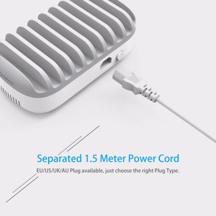 ORICO DUK-10P 120 W 10 USB-Anschlüsse Intelligente Ladestation mit Telefon- und Tablet-Ständer, EU Plug(Black), EU Plug(White), US Plug(Black), US Plug(White), UK Plug(Black), UK Plug(White), AU Plug(Black), AU Plug(White) – Bild 10