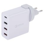 A3P 3A Maximaler Ausgang USB-C / Typ C + QC3.0 + Dual USB 4-Port-Wandreiseladegerät, EU-Stecker