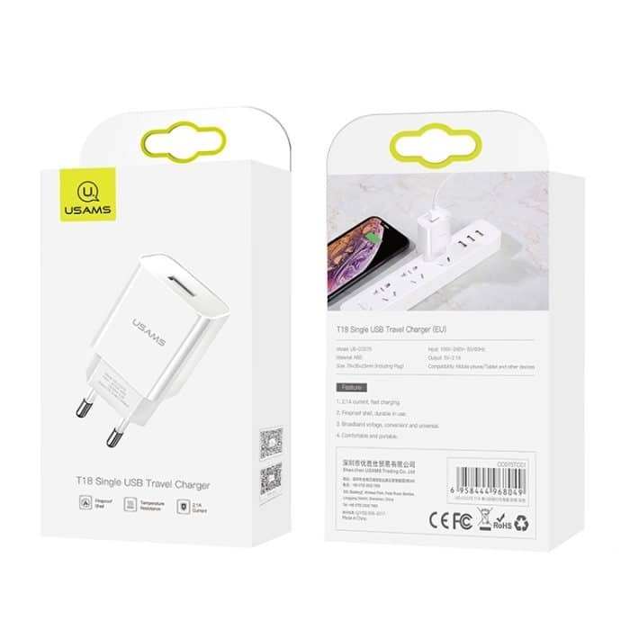 USAMS US-CC075 T18 2,1 A Einzel-USB-Reiseladegerät, EU-Stecker, EU Plug – Bild 5