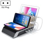 HQ-ud09 4 USB-Anschlüsse QI Standard Wireless Ladegerät Telefon Desktop Stand Holder, EU-Plug