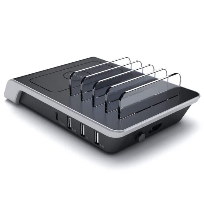 HQ-ud09 4 USB-Anschlüsse QI Standard Wireless Ladegerät Telefon Desktop Stand Holder, EU-Plug – Bild 3