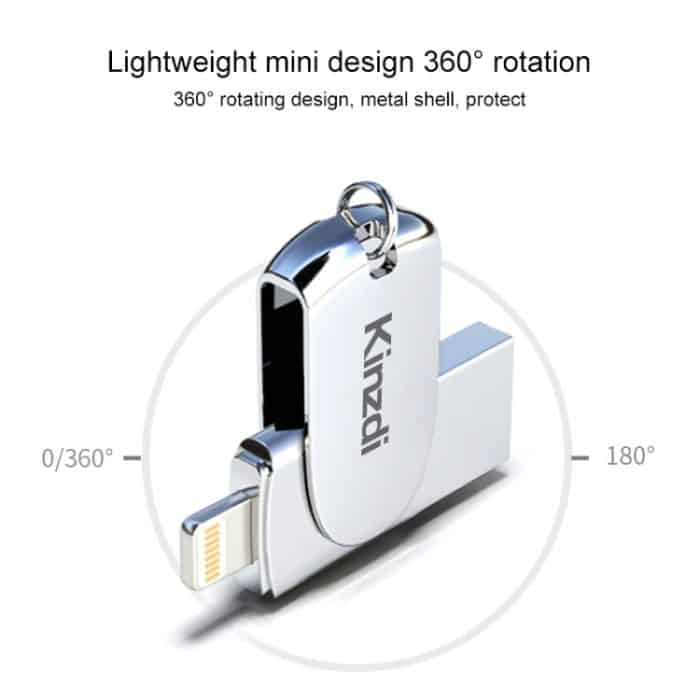 Kinzdi 32 GB USB + 8-Pin-Schnittstelle Metal Twister Flash U Disk, 32GB USB + 8 Pin Silver – Bild 5