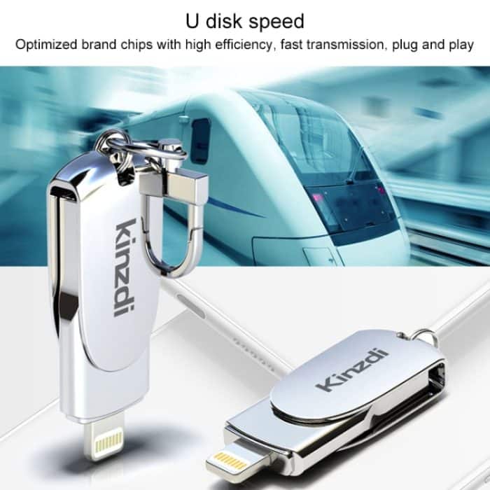 Kinzdi 32 GB USB + 8-Pin-Schnittstelle Metal Twister Flash U Disk, 32GB USB + 8 Pin Silver – Bild 8