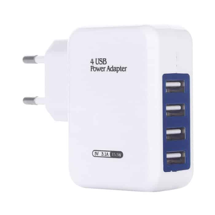 HT-CD03 15,5 W 5 V 3,1 A 4-Port-USB-Wandladegerät Reiseladegerät, EU-Stecker, HT-CD03 – Bild 2