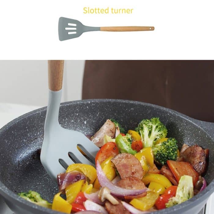 Silikon Holzgriff Leckschaufel Hitzebeständige Kochschaufel Küchengeräte – Bild 4