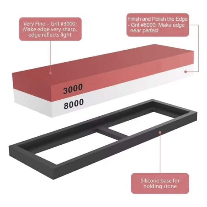 Weißer Korund, doppelseitig geschärfter Petroleumstein, Schleifstein für die Küche zu Hause, Typ: 3000/8000, Lieferung in zufälliger Farbe – Bild 3