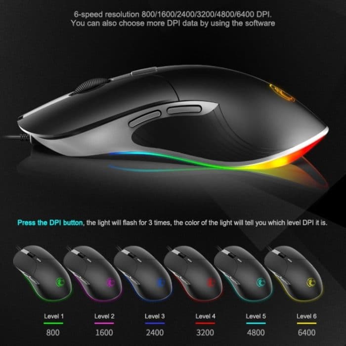 iMICE X6 kabelgebundene Maus, bunte RGB-Gaming-Maus mit 6 Tasten, X6 – Bild 3