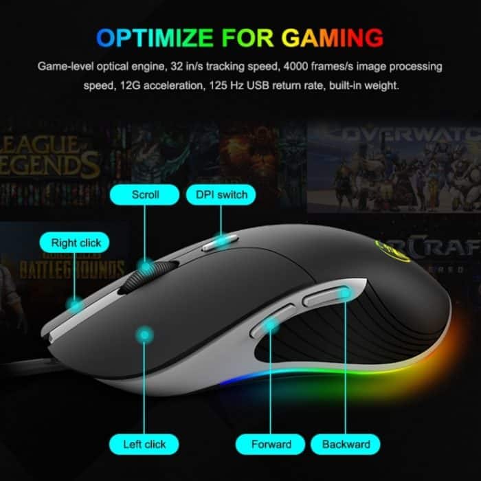 iMICE X6 kabelgebundene Maus, bunte RGB-Gaming-Maus mit 6 Tasten, X6 – Bild 4