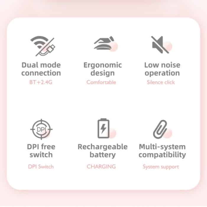 M107 kabellose wiederaufladbare Maus mit 4 Tasten, 1600 DPI und 2,4 GHz, 2.4GHz Rechargeable – Bild 4