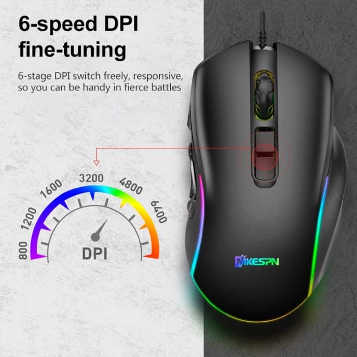MKESPN X9 10 Tasten 7200 DPI RGB Makro Definition Gaming Kabelmaus – Bild 7