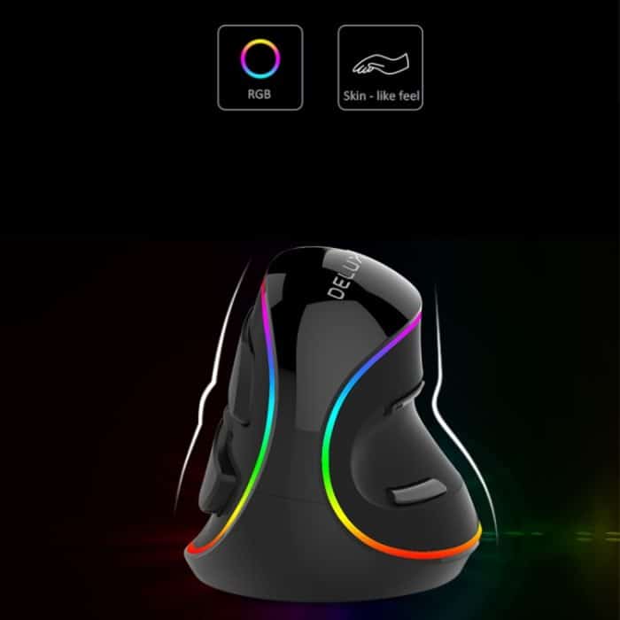 DELUX M618 Plus RGB Kabelgebundene optische Maus Ergonomische vertikale Maus 4000DPI – Bild 6