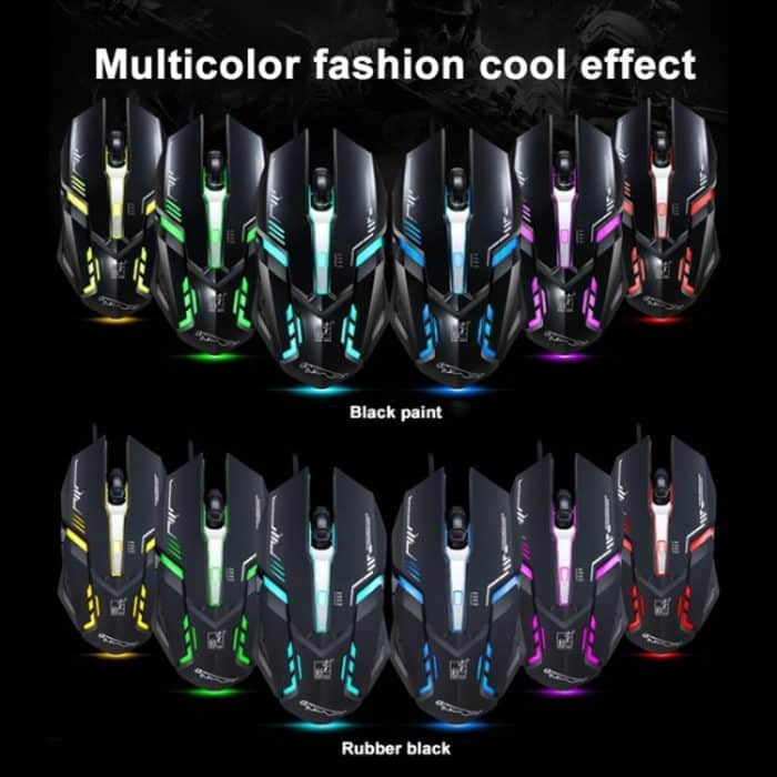 Chasing Leopard V17 USB 2400DPI, vier Geschwindigkeiten, einstellbares Linienmuster, kabelgebundene optische Gaming-Maus mit LED-Atemlicht, Länge: 1,45 m, V17, V17 Jet Black, V17 White – Bild 4