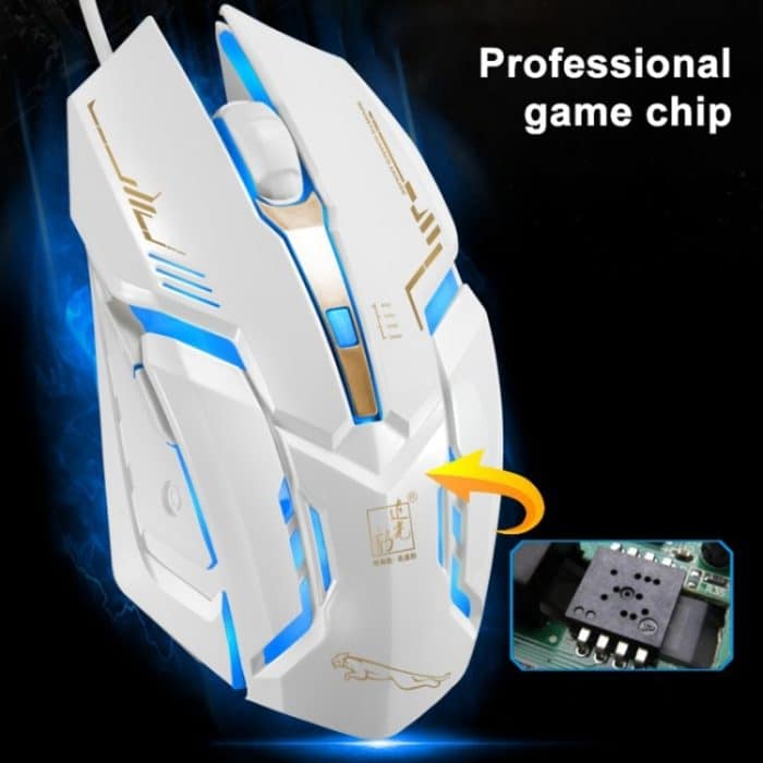 Chasing Leopard V17 USB 2400DPI, vier Geschwindigkeiten, einstellbares Linienmuster, kabelgebundene optische Gaming-Maus mit LED-Atemlicht, Länge: 1,45 m, V17, V17 Jet Black, V17 White – Bild 10