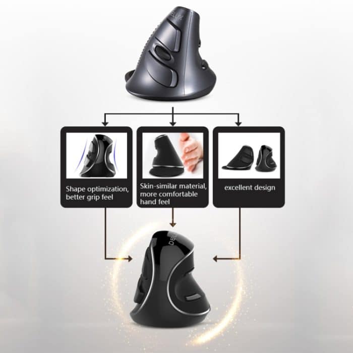 DELUX M618 Plus 2.4G 1600DPI Drahtlose tragbare vertikale ergonomische Maus – Bild 9