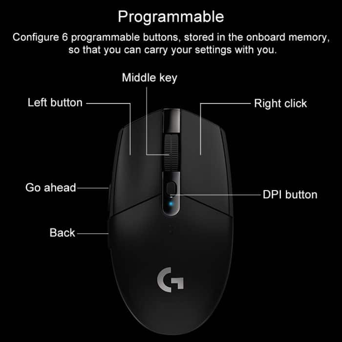 Logitech G304 LIGHTSPEED 12000 DPI 6 programmierbare Tasten HERO Sensor Kabellose Gaming-Maus – Bild 4