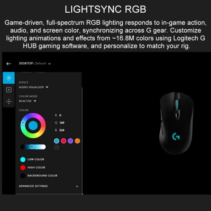 Logitech G703 LIGHTSPEED 16000 DPI 6 programmierbare Tasten HERO 16K Sensor RGB-Hintergrundbeleuchtung Kabellose optische Gaming-Maus – Bild 9