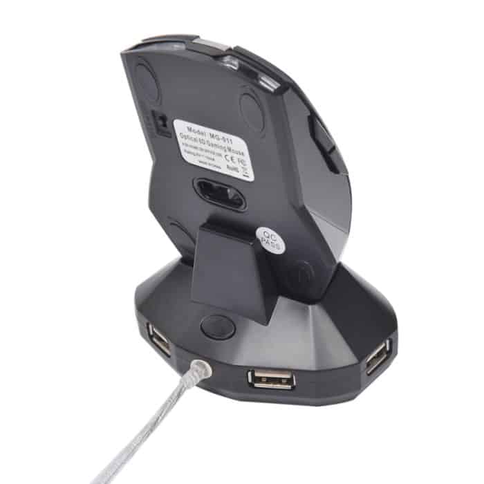 MZ-011 2,4 GHz 1600 DPI kabellose wiederaufladbare optische Maus mit HUB-Funktion, Blue, Silver, Black, Black Silver, White + Royal Blue, Pearl White – Bild 4