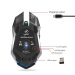 HXSJ M10 2,4 GHz 6-Tasten USB Wiederaufladbare bunte Beleuchtung Ergonomische 2400DPI drahtlose optische Gaming-Maus für Desktop-Computer – Bild 3