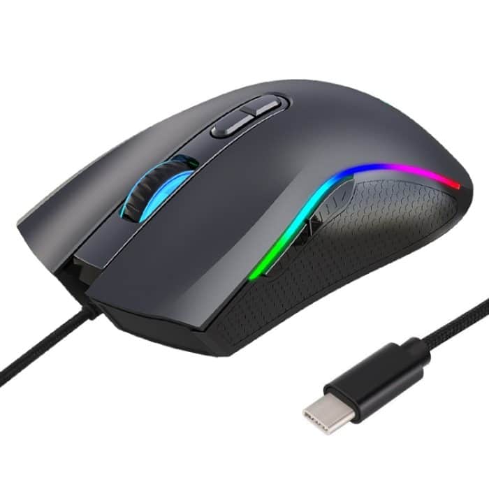 KB5260.jpg HXSJ A869 Typ C 7200 dpi 6-Modi Einstellbare 7-Tasten-RGB Light Wired Game Mouse – Bild 1