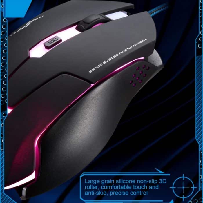Chasing Leopard T7 USB 6-Tasten 2400DPI Dreistufige einstellbare Hintergrundbeleuchtung Kabelgebundene optische Gaming-Maus Eingebautes Gegengewicht, Länge: 1,8 m – Bild 4