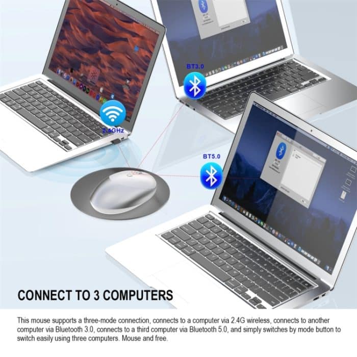 HXSJ T36 2.4G Bluetooth 5.0+3.0 Drahtlose Bluetooth-Maus mit drei Modi, leisem Design – Bild 3